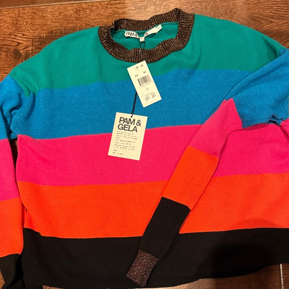 Pam & Gela Vibrant Striped Crewneck Sweater